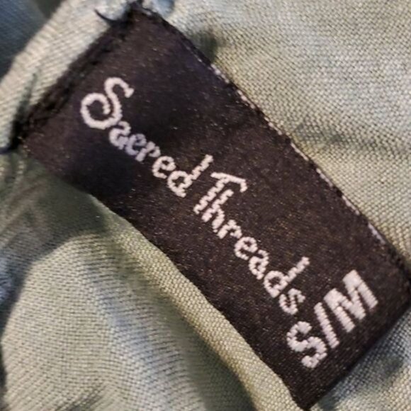 TUNIC Sacred Threads Shirt Top Blouse Boho Green Women's Size S / M WOMAN'S - Picture 8 of 10